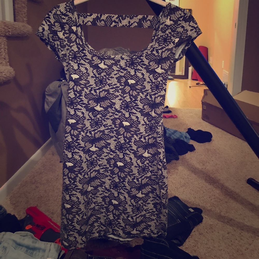 Black and white floral dress