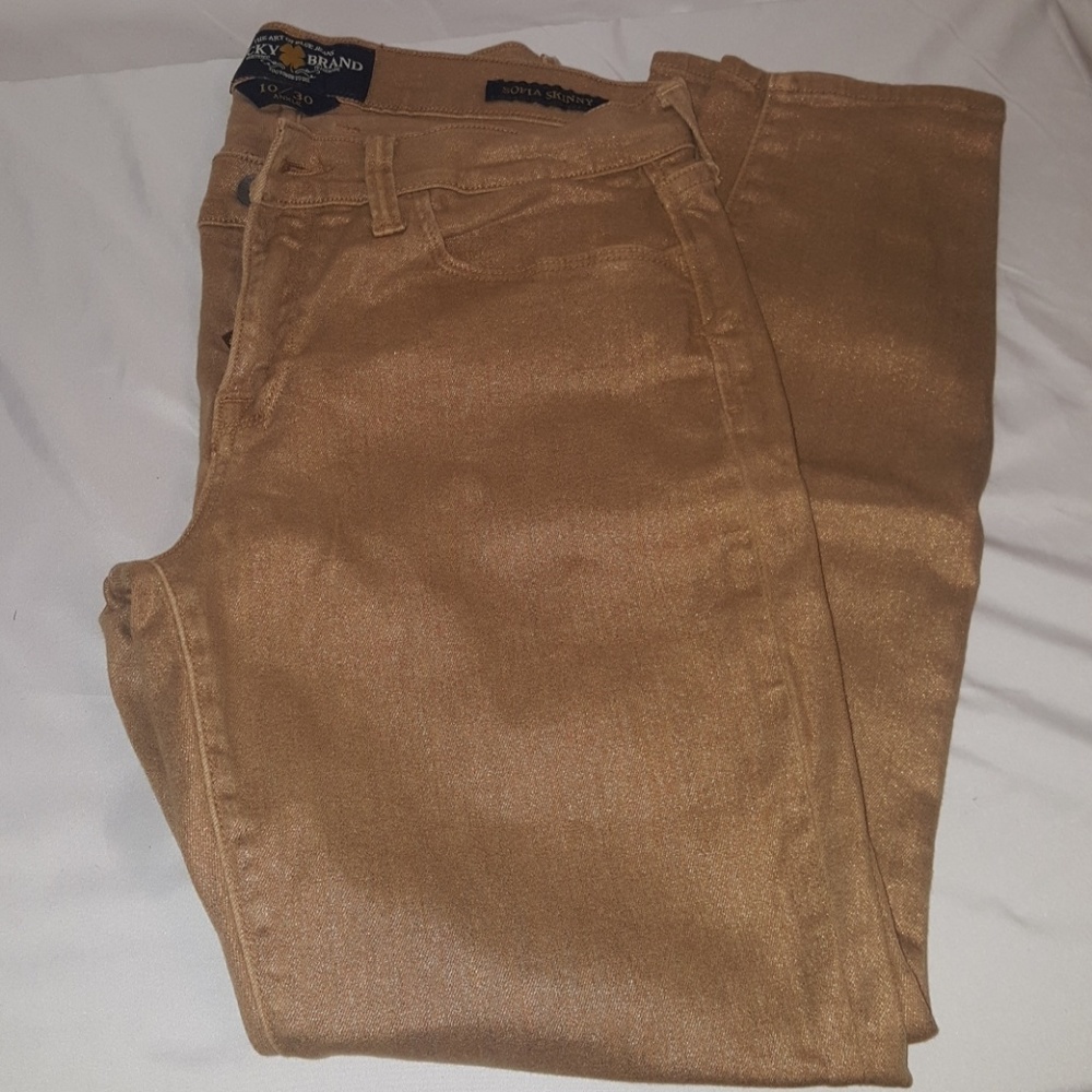 Gold sparkled skinny jeans