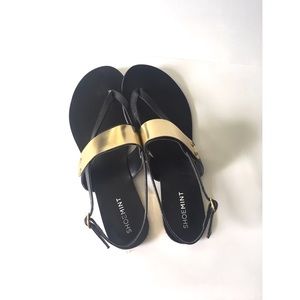 SHOEMINT black and gold sandals