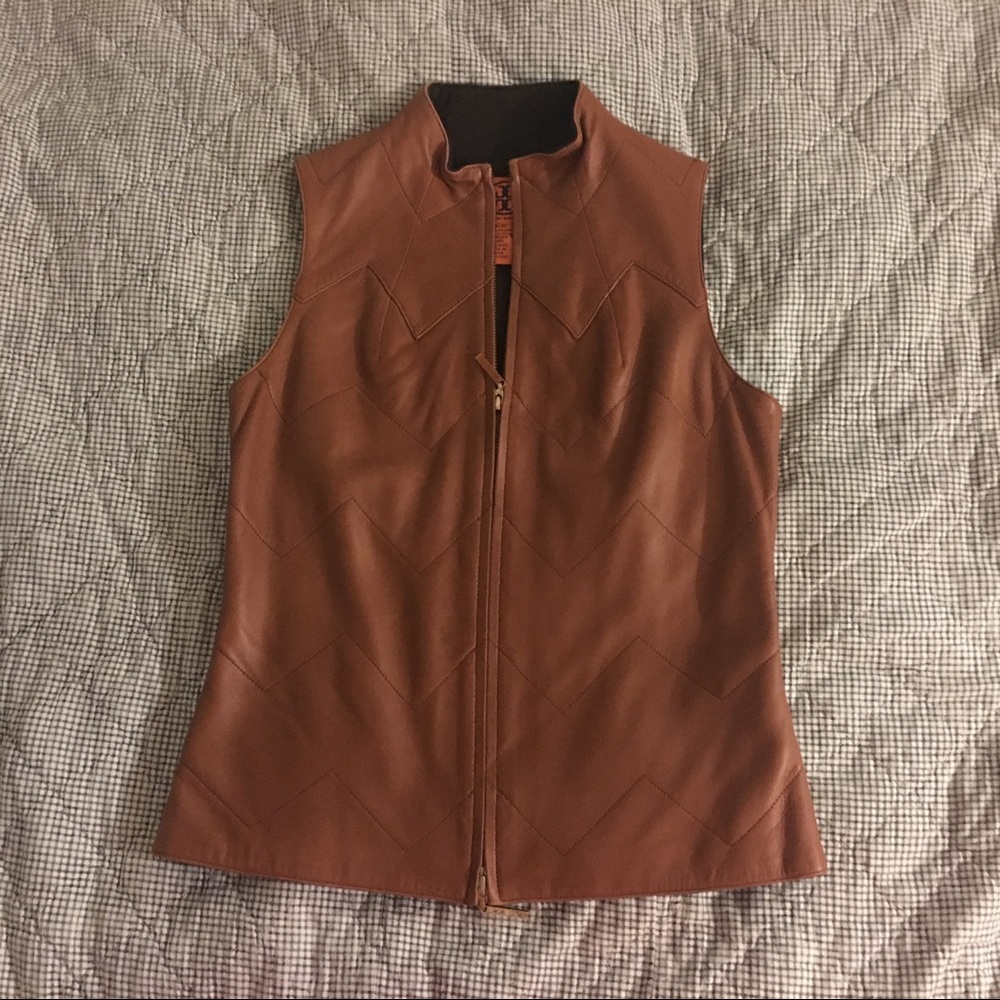Tory Burch sleeveless leather jacket/ vest