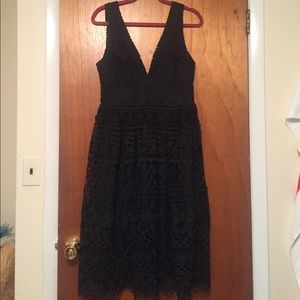 Just me black midi lace dress