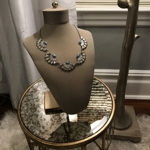 Silver and turquoise fan necklace