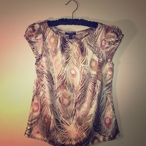 Banana Republic Peacock Print Silk like Blouse
