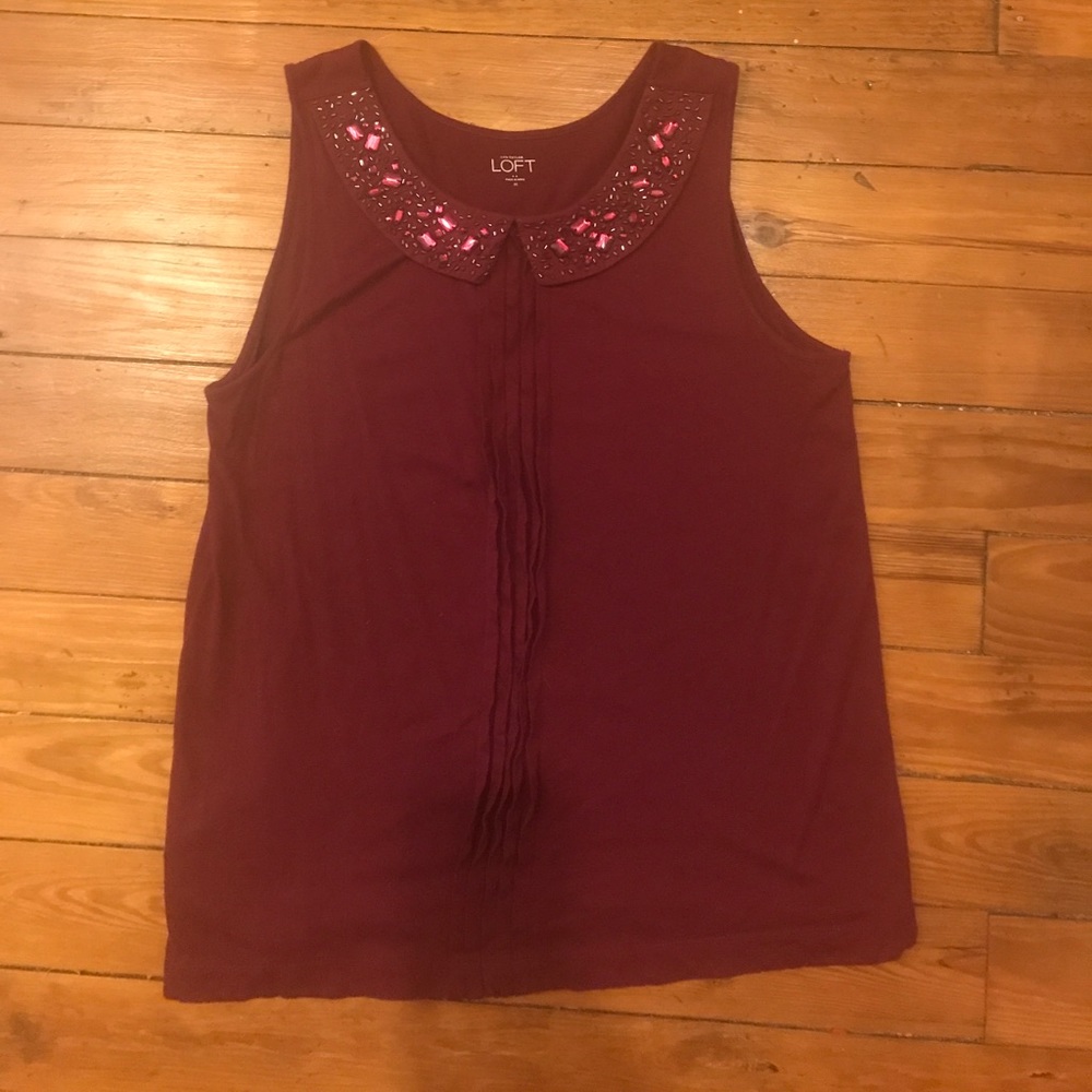 Tank with jeweled Peter Pan Collar