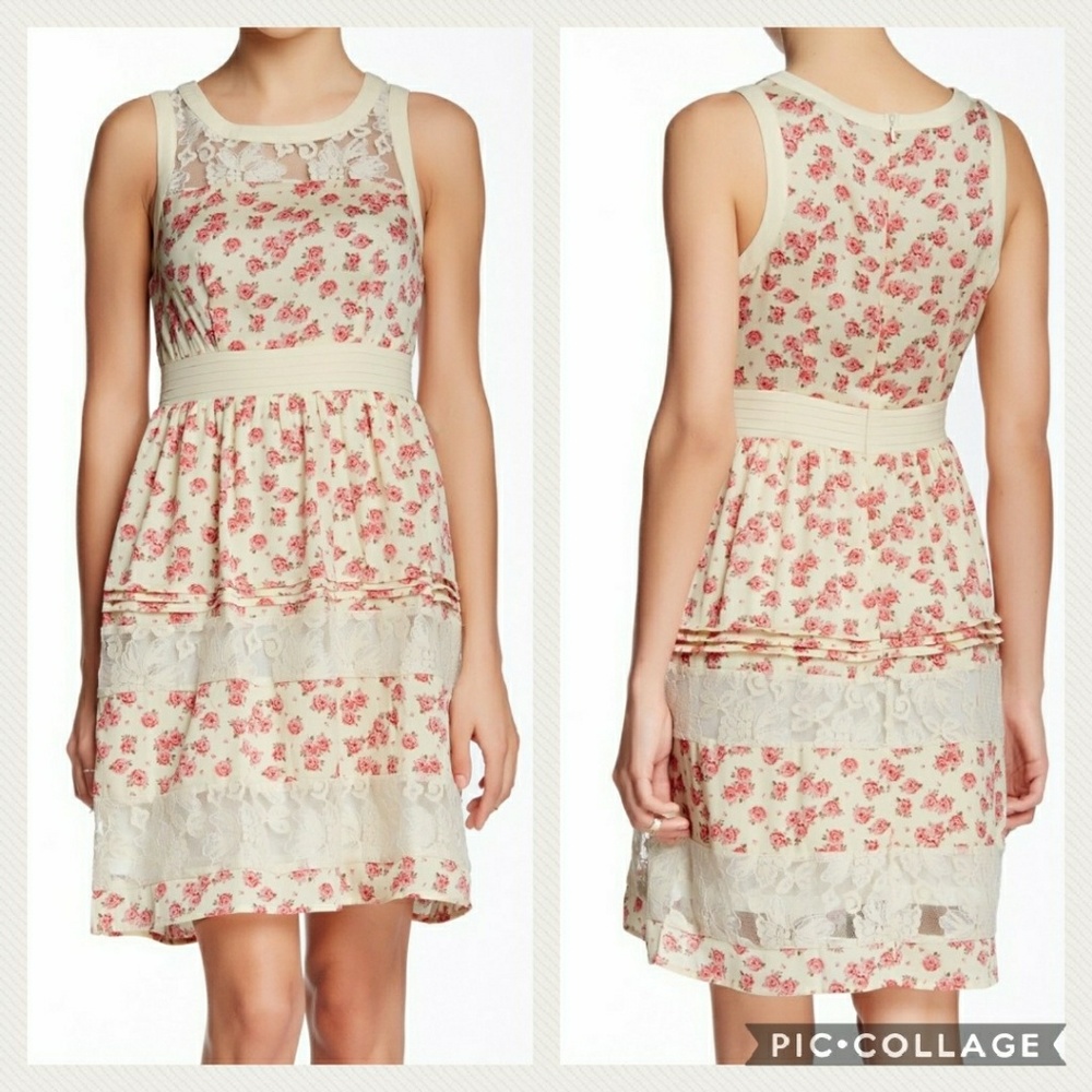 Beautiful Floral and lace dress Doe and Rae M