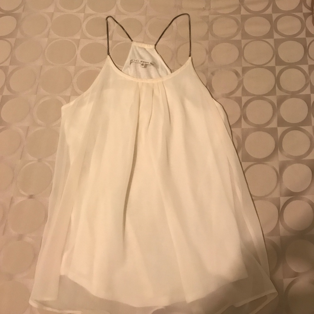 Ivory chiffon tank w chain neck detail