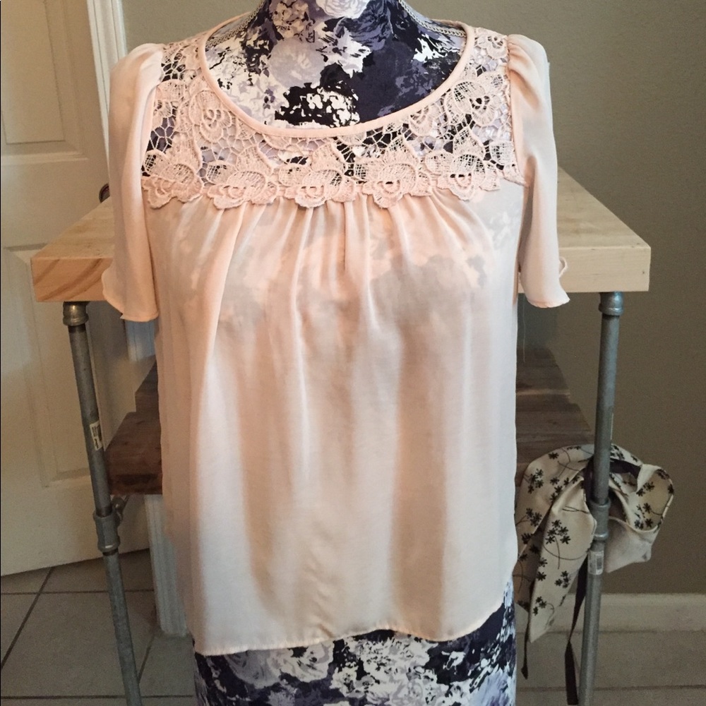 Cream color (off white)  lace yoke blouse