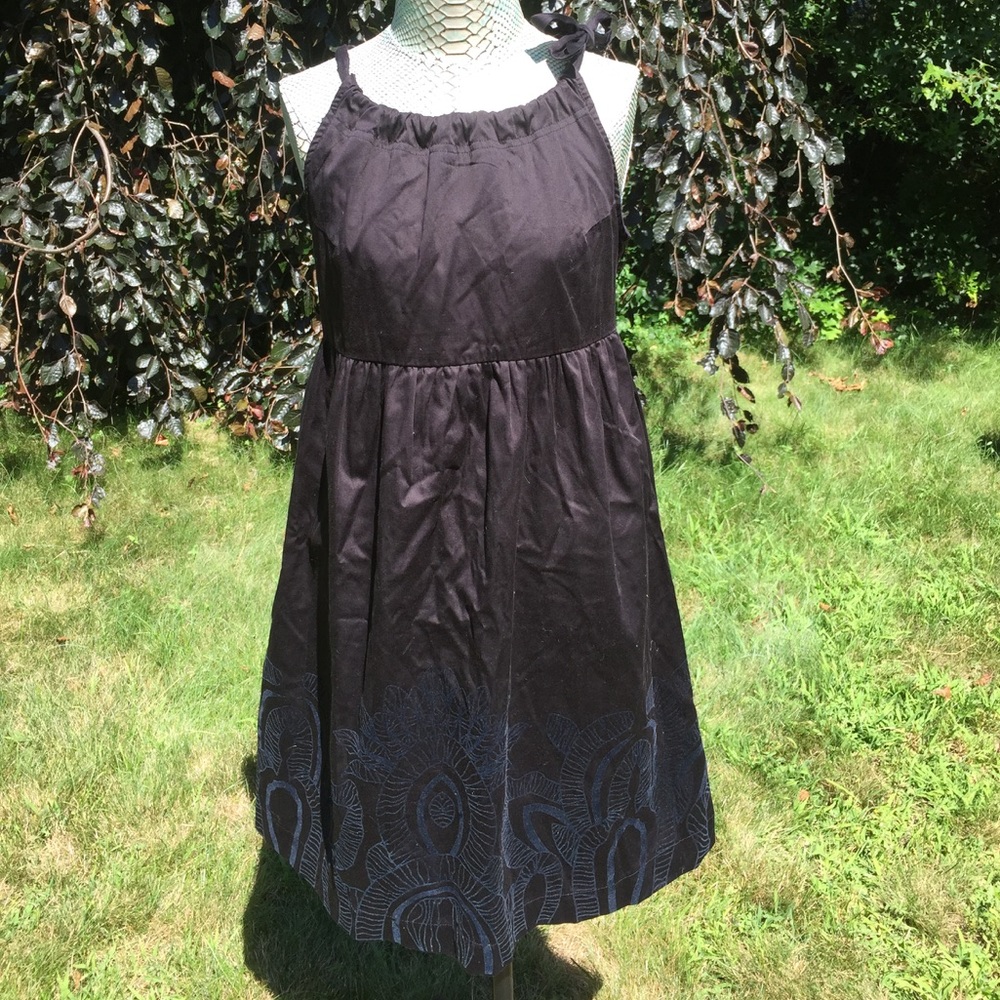 SALE Black Strap Dress with Blue Pattern