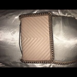 ALDO Chained Flap Bag in Beige/Gold Hardware