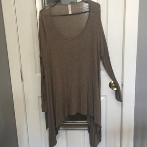 Flowy tan long sleeve blouse