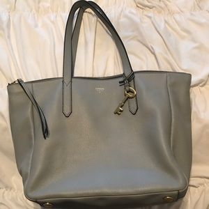 Fossil leather tote