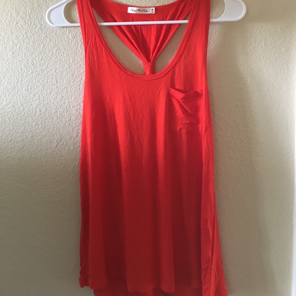 Orange racerback tank with pocket!