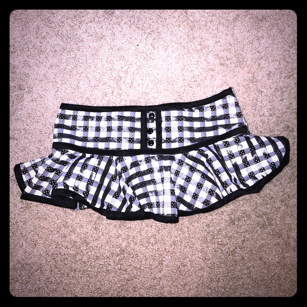 Black and White Checkered Mini Lingerie Skirt