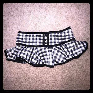 Black and White Checkered Mini Lingerie Skirt