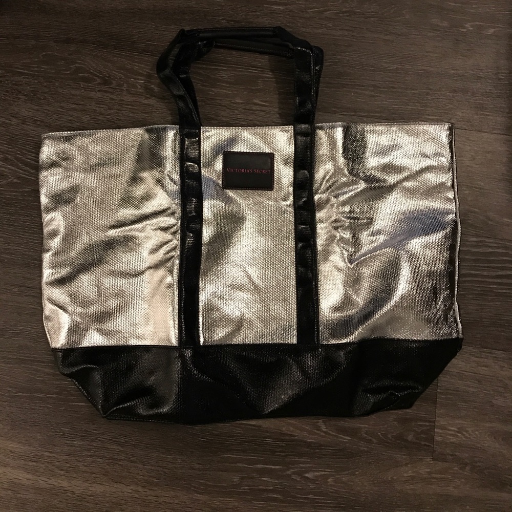 Silver and black Victoria's Secret bag