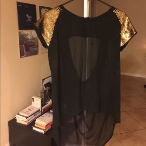Black and gold sequin dressy top