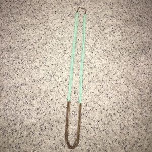 Turquoise and Gold Long Multi-Chain necklace