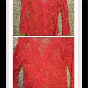 Red Lace Cardigan