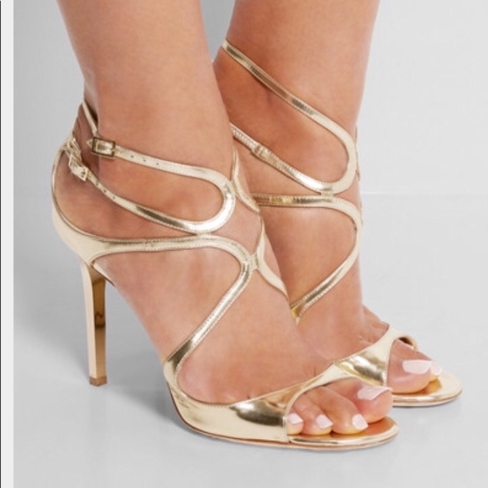 Authentic jimmy Choo Gold Lance sandal heels