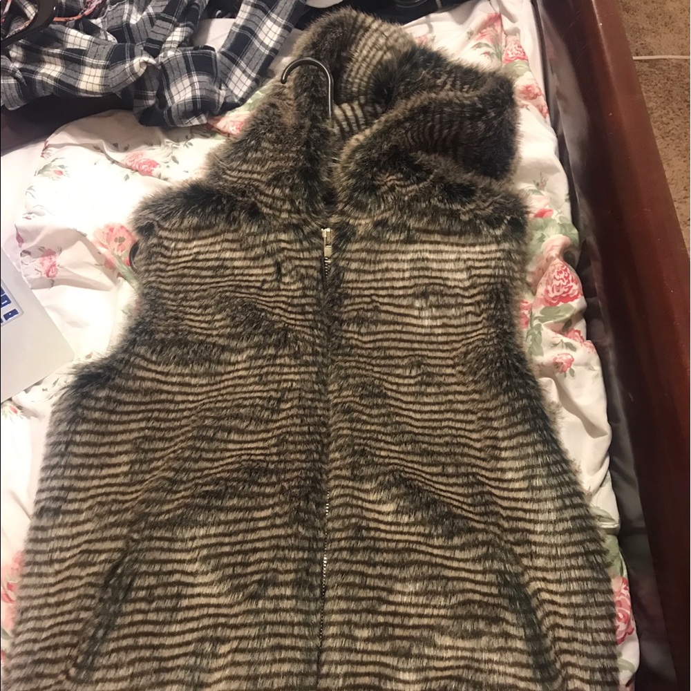 Hooded fur vest