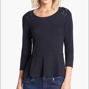 SALE Shoulder Sequined Peplum Top