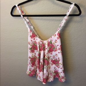 LA Hearts Brand floral shirt with lace straps
