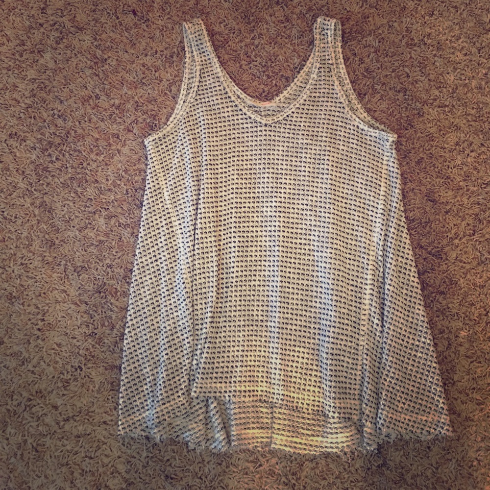 Black and White Flowy Sweater Tank