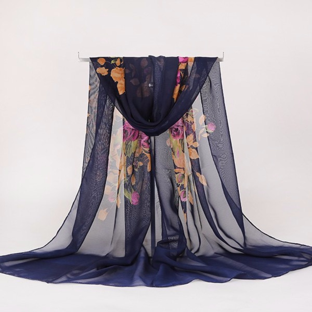 Rose bush scarf - Navy