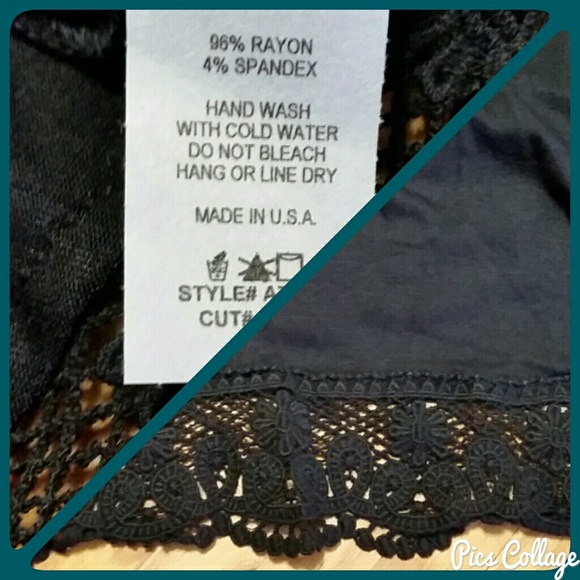 B&W Striped Sleeve Tunic w/Lace Hem - Picture 6 of 6