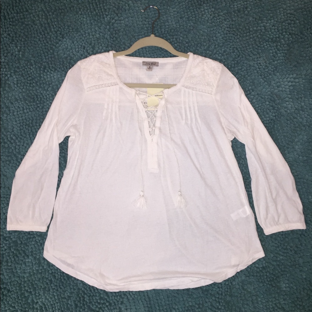 NWT Lucky Brand Cotton/Lace Blouse