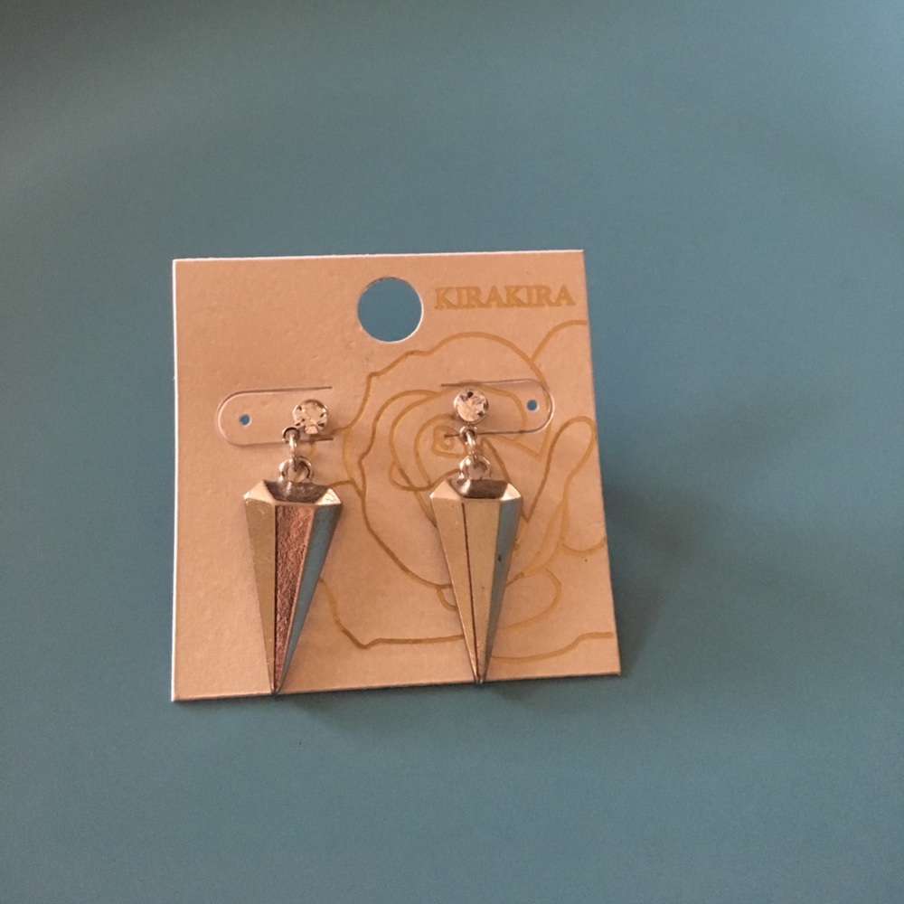 Silver triangle earrings