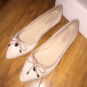 Aldo light pink leather pointed toe flats