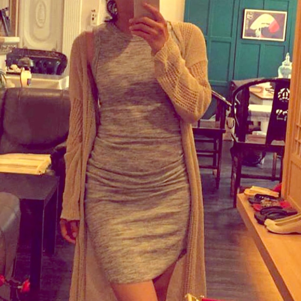 Cardigan and dress together