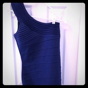 Royal blue "Jump" one shoulder dress