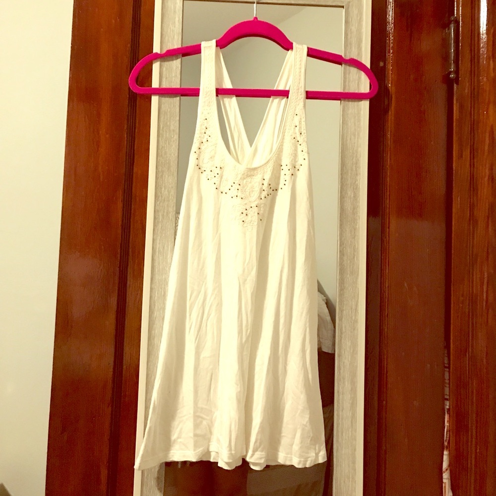 Women's cross cross white tank