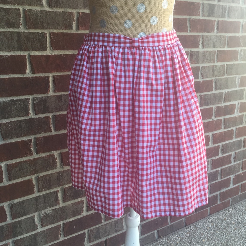 Red and White Gingham Check Skirt