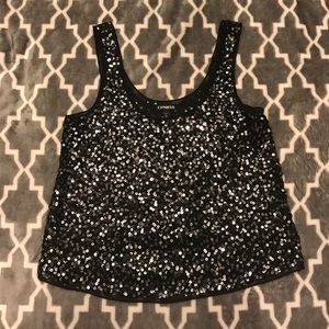 Black Express Sequin Crop Top