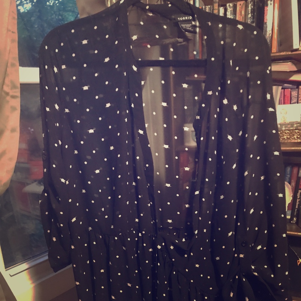 Torrid Plus Size sheer black dress with cat faces!