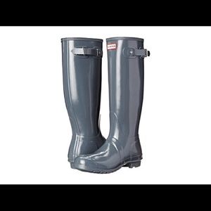 Gray High Gloss Hunter Boots - Socks Included!