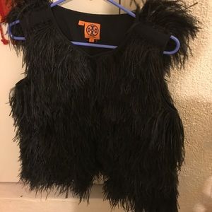 Black Ostrich Feather Vest!