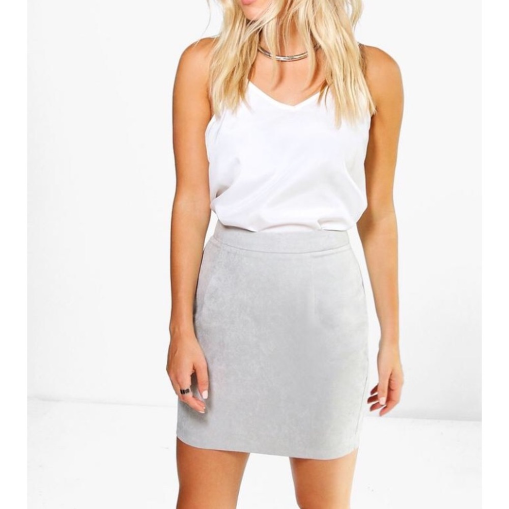 Grey suede skirt