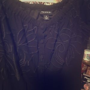 Torrid floor length black cap sleeves dress