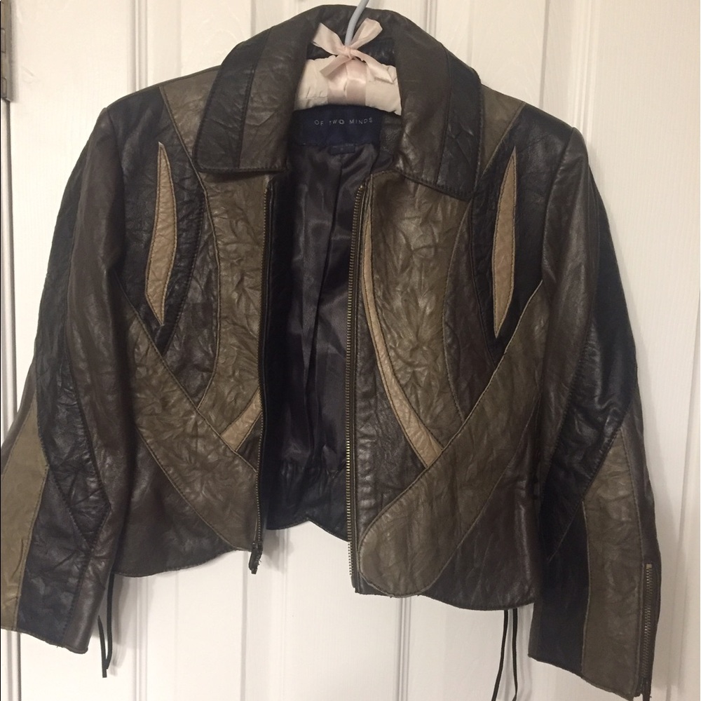 Crop leather jacket by the brand "of two minds".