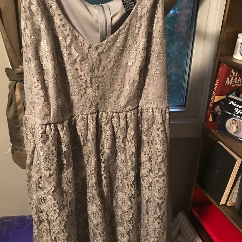 Torrid Plus sized grey/ silver lace skater dress