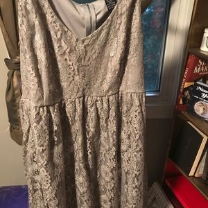 Torrid Plus sized grey/ silver lace skater dress
