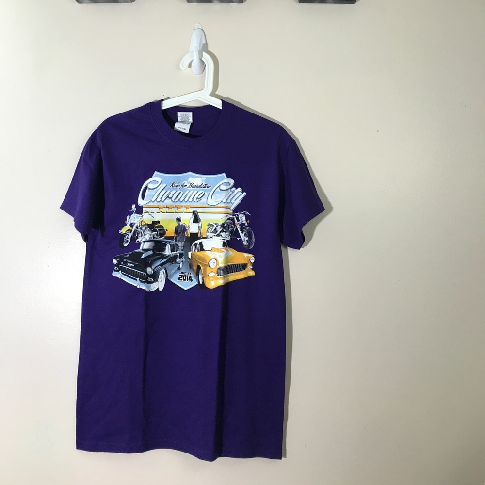 Men Purple S T Shirt Chrome City Casual Tee