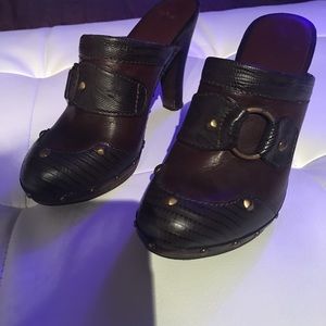 Chocolate studded clogs