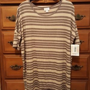 NWT Small Lularoe Irma Tunic brown and Tan Stripe