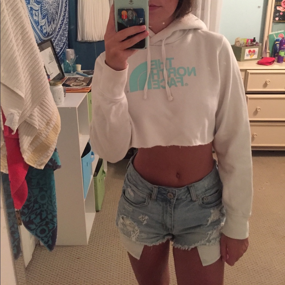 North Face Custom Made Cropped Hoodie SIZE SMALL