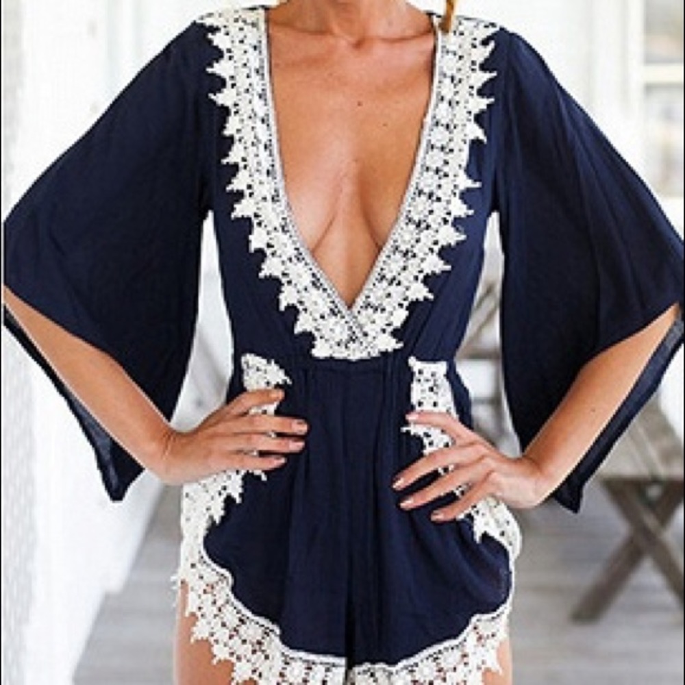 Choies Navy Blue Romper NWT